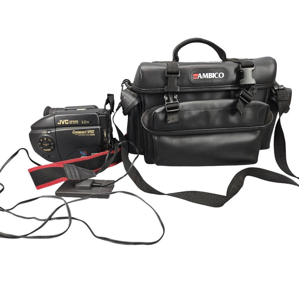JVC Videomovie GR-AX70U Compact VHS Camcorder 12x Zoom 1994 Ambico Bag Japan